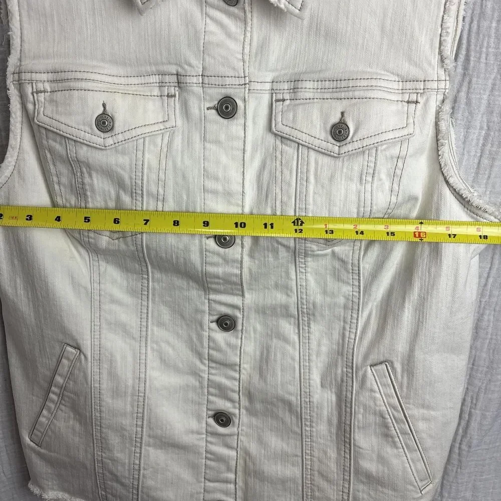 Logo-by-lori-goldstein White Distressed Denim Vest Women's 14